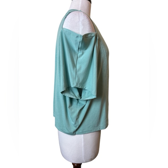 Athleta Intention Crop Tee Size XL Mint Color Cold Sholders - Picture 3 of 9